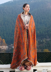 HUSSAIN REHAR - 3PC DHANAK EMBROIDERED SHIRT WITH TWILL PRINTED SHAWL AND TROUSER - HZU2540